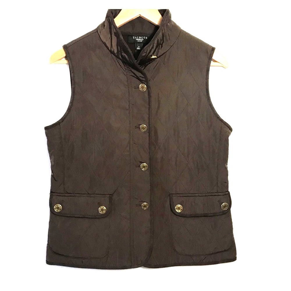 Talbots petites brown puffer vest small